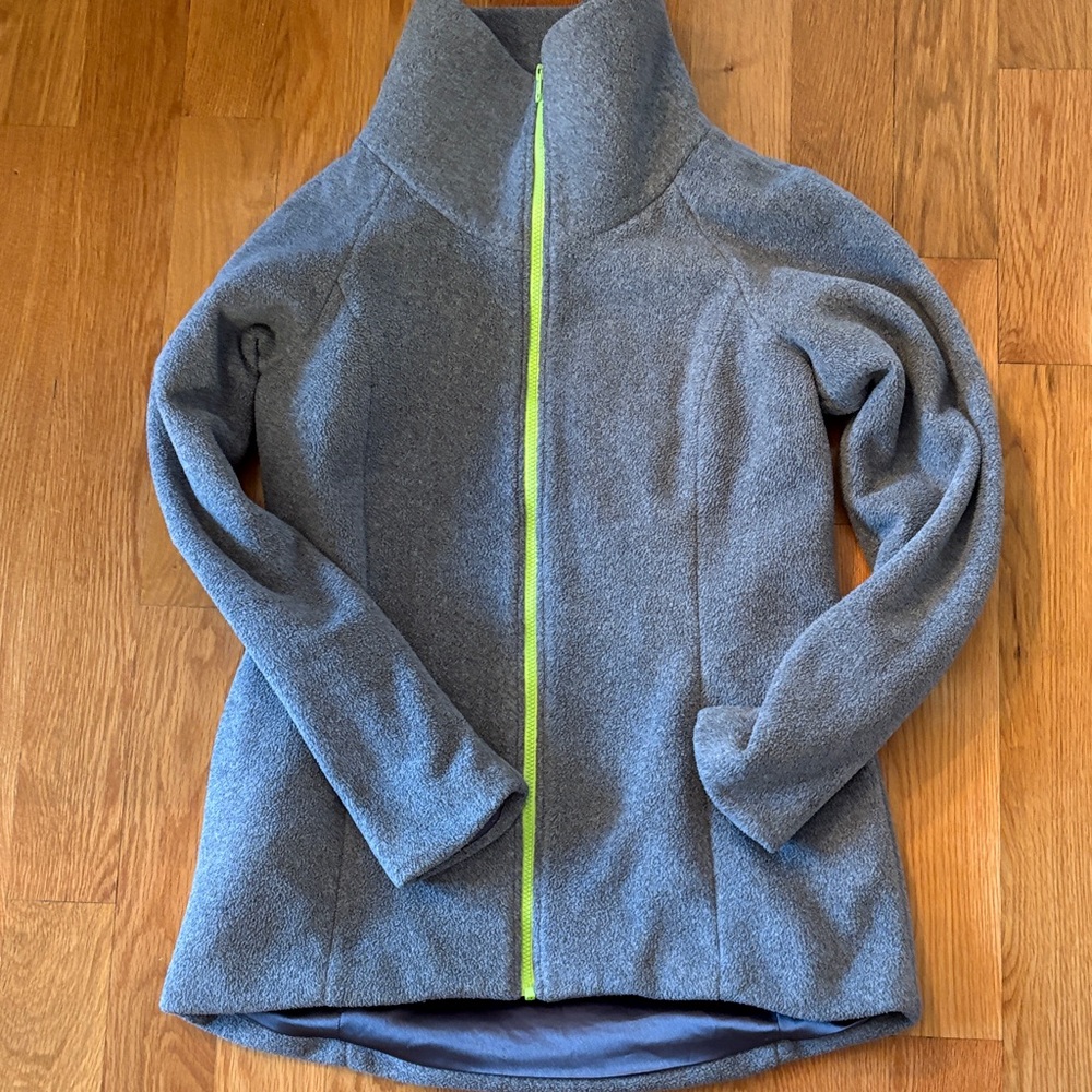 Dudley Stephens Gray Teddy Jacket with Lime Green Zipper